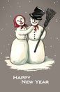 Happy new year snowman card