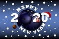 Happy new year 2020 and soccer ball Royalty Free Stock Photo
