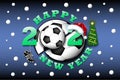 Happy new year 2021 and soccer ball Royalty Free Stock Photo