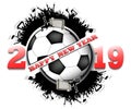 Happy new year 2019 and soccer ball Royalty Free Stock Photo