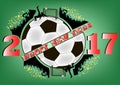 Happy new year and soccer ball Royalty Free Stock Photo