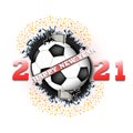 Happy new year 2021 and soccer ball Royalty Free Stock Photo