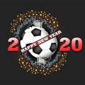 Happy new year 2020 and soccer ball Royalty Free Stock Photo