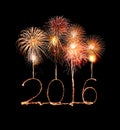 Happy new year 2016 (Sparkle firework) Royalty Free Stock Photo