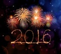 Happy new year 2016 with Sparkle firework Royalty Free Stock Photo