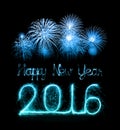 Happy new year 2016 with Sparkle firework Royalty Free Stock Photo