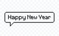 Happy new year speech bubble pixel art style