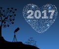 Happy New Year 2017 starburst heart. Royalty Free Stock Photo