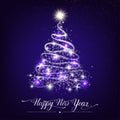 Happy new year stylized decorative fir tree