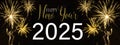 Happy new year 2025, Sylvester, new year\'s eve background banner panorama long greeting card - Golden firework Royalty Free Stock Photo