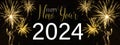 Happy new year 2024, Sylvester, new year\'s eve background banner panorama long greeting card - Golden firework Royalty Free Stock Photo