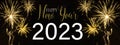 Happy new year 2023, Sylvester, new year\'s eve background banner panorama long greeting card - Golden firework Royalty Free Stock Photo