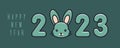 Happy New Year 2023. New year symbol. Year of rabbit on the Chinese calendar. 2023 logo design.