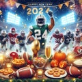 Happy New Year 2024, Tailgate party style sign Royalty Free Stock Photo