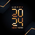 Happy New Year 2024 techno style template background