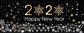 Happy New Year 2020 Template With Gold And White Snowflakes And Stars