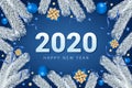 2020 Happy New Year text on blue background Royalty Free Stock Photo