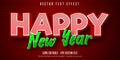 Happy new year text, cartoon style editable text effect Royalty Free Stock Photo