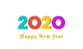 2020 Happy New Year text design with colorful 3d numbers on white background. New Year banner, poster, greeting card or invitation Royalty Free Stock Photo