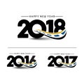 Happy new year 2018 - 2017 - 2016 Text Design Royalty Free Stock Photo