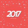 Happy New Year 2017 Text Design. Red Background With Snow