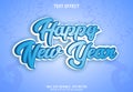 Happy new year text effect in blue color