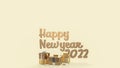 The happy new year text and gold gift box for business and holiday concept 3d rendering