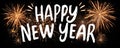 happy new year text on golden firework background AI generated Royalty Free Stock Photo