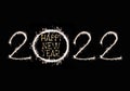 Happy New Year 2022 text hand written sparkles fireworks Royalty Free Stock Photo