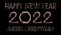 Happy New Year 2022 text hand written sparkles fireworks with Colorful fireworks of various colors at night Royalty Free Stock Photo