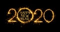 Happy New Year 2020 text isolated on black background Royalty Free Stock Photo