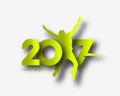 Happy new year 2017 text with jumping men illustration Royalty Free Stock Photo