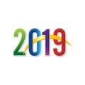 2019 happy new year text - number design Royalty Free Stock Photo