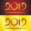 2019 happy new year text - number design Royalty Free Stock Photo