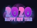 2020 Happy New Year. Text and numbers with a purple gradient and white stroke. Vector Royalty Free Stock Photo