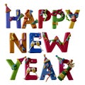 Happy New Year text. Party Font. Handmade with plasticine or clay.