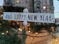 Happy new year text in urban reflection Royalty Free Stock Photo