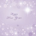 Happy New Year text written on purple bright sparkly winter background. New Year card Royalty Free Stock Photo