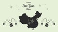 Happy New Year theme with map of China Royalty Free Stock Photo