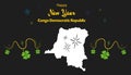 Happy New Year theme with map of Congo Democratic R