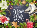 Happy new year theme, Vector illustration of xmas party 2018 gold and black collors place for text christmas