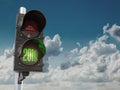 Happy new year 2019. Traffic light with green light 2019 on sky Royalty Free Stock Photo