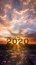 Happy new year  2020 two thousand twenty with sunset in the morning Royalty Free Stock Photo