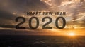 Happy new year  2020 two thousand twenty with sunset in the morning Royalty Free Stock Photo
