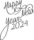 Happy new year 2024 typography and calligraphy.