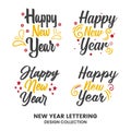 Happy new year typography signs. Vector Lettering Compositions collection