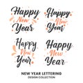 Happy new year typography signs. Vector Lettering Compositions collection