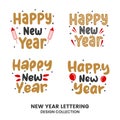 Happy new year typography signs. Vector Lettering Compositions collection