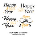 Happy new year typography signs. Vector Lettering Compositions collection