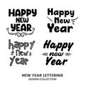 Happy new year typography signs. Vector Lettering Compositions collection